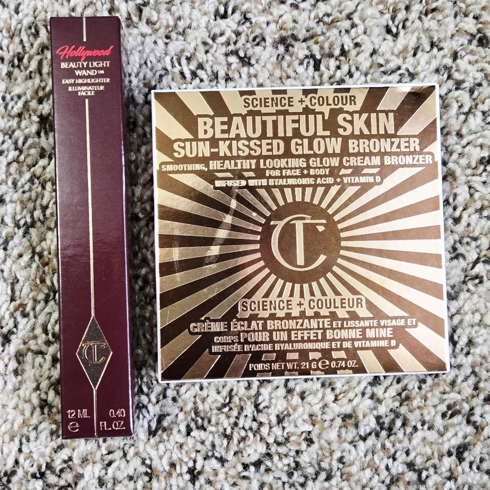 Charlotte Tilbury Makeup Bundle Bronzer 3 Tan & Beauty Light Wand Spotlight